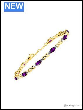 Yellow Gold Plated Silver XO Tennis Bracelet Adjustable Gemstone Diamonds